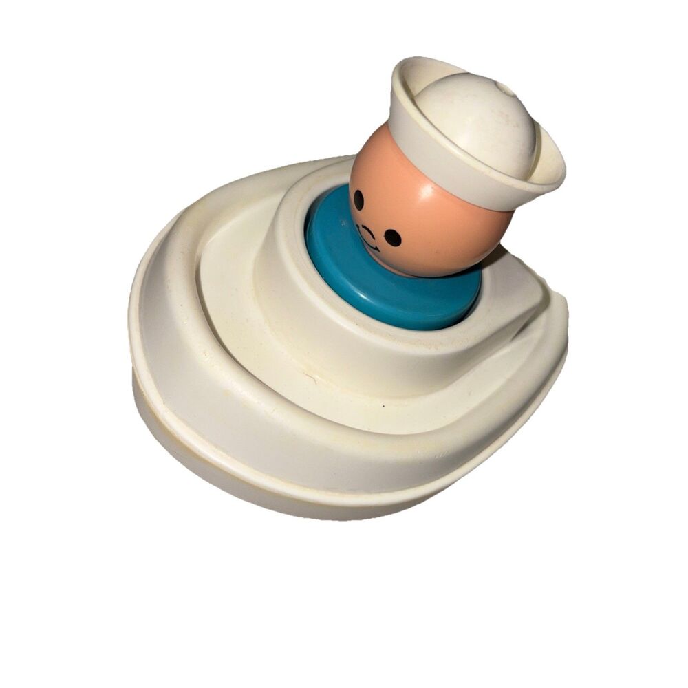 Vintage Fisher Price 1978 Tug Boat Bath Toy 1974 Sailor  Blue Body made in USA - Picture 2 of 8
